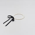 Pearl Beaded Bracelet with Black Ribbon Bow – jewelry (view 1)