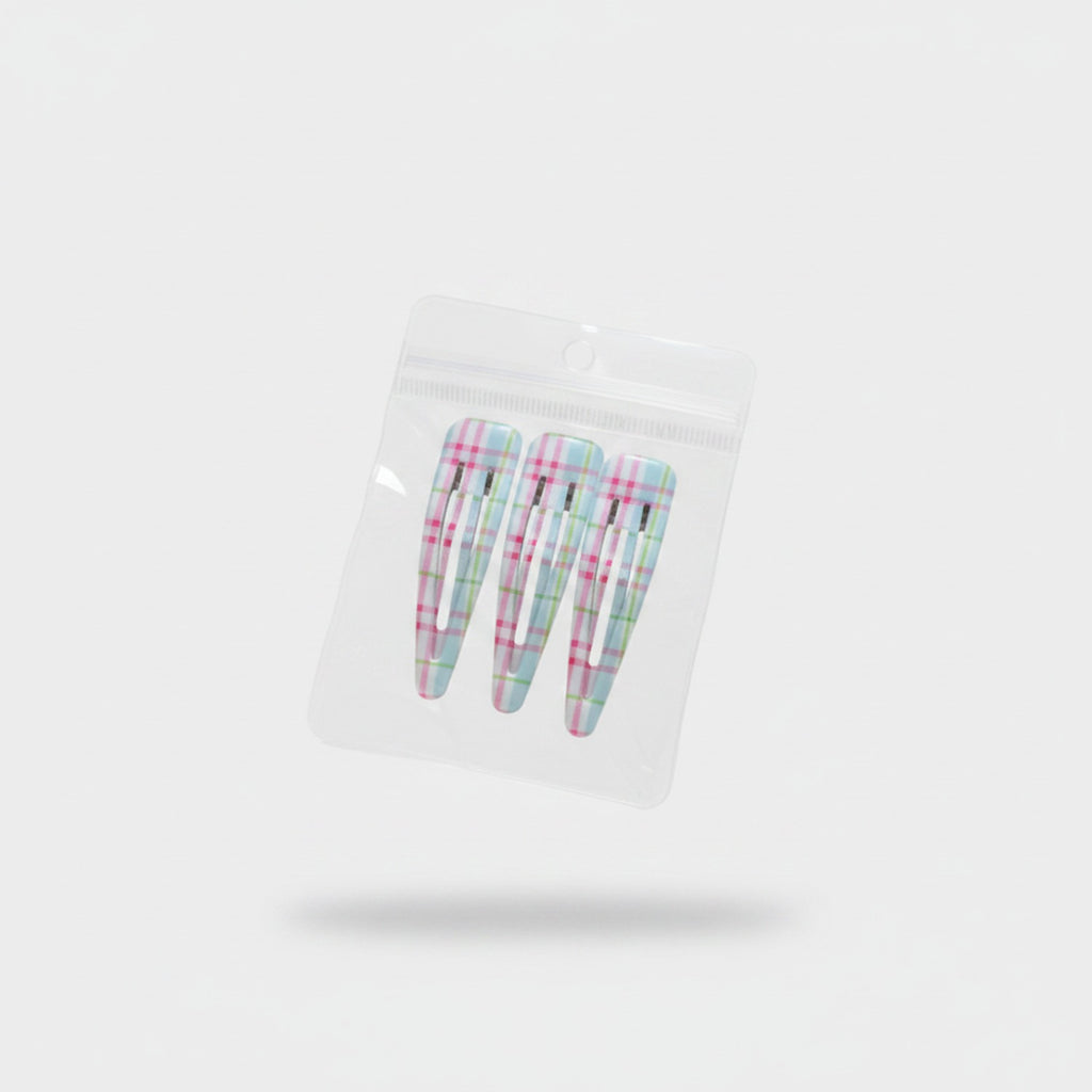Pastel Gingham Hair Clips Set