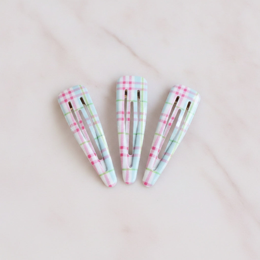 Pastel Gingham Hair Clips Set – hair accessories (view 2)