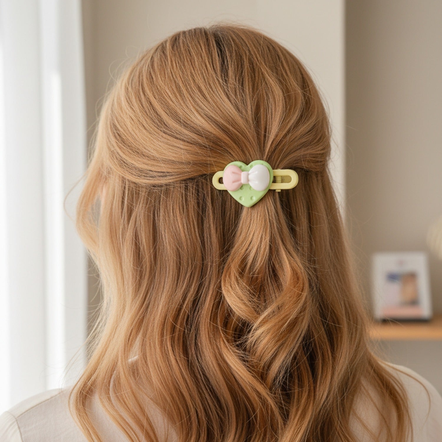 Pastel Teddy Bear Heart Star Hair Clips Set