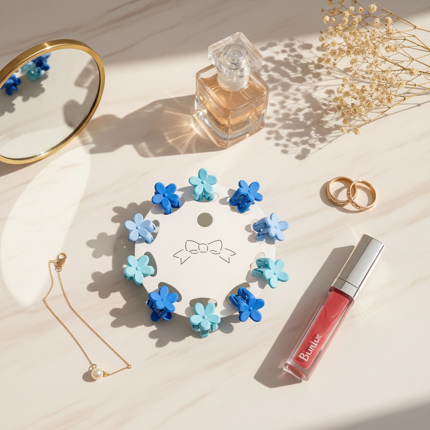 Flower Hair Clips Set - Blue Flowers – hair accessories (view 3)