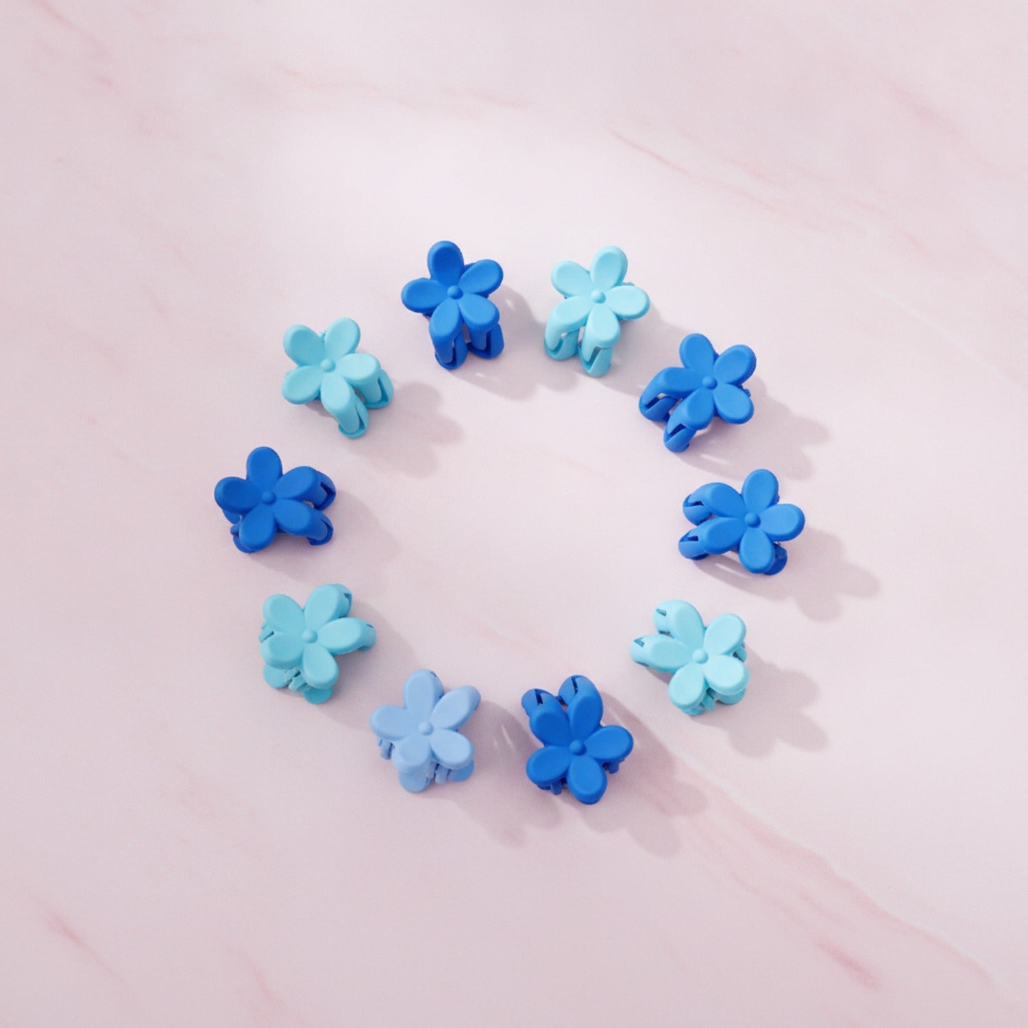 Flower Hair Clips Set - Blue Flowers