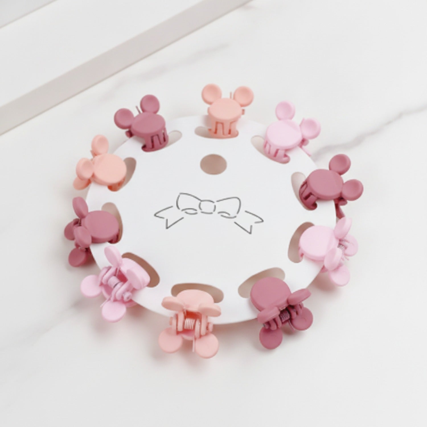 Flower Hair Clips Set - Pink Mickey