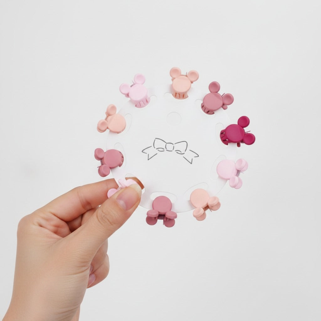 Flower Hair Clips Set - Pink Mickey – hair accessories (view 3)