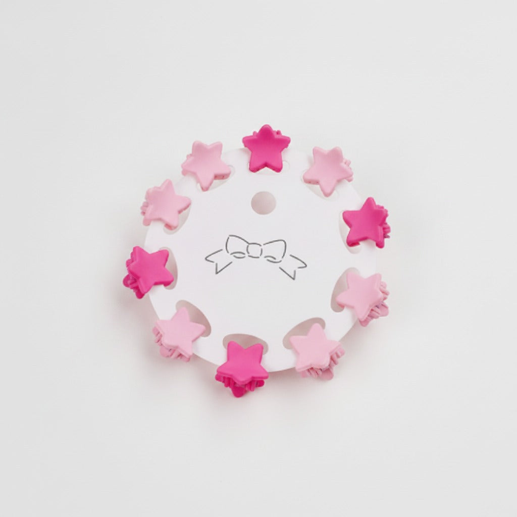 Flower Hair Clips Set - Barbie Pink Stars – hair accessories (view 1)