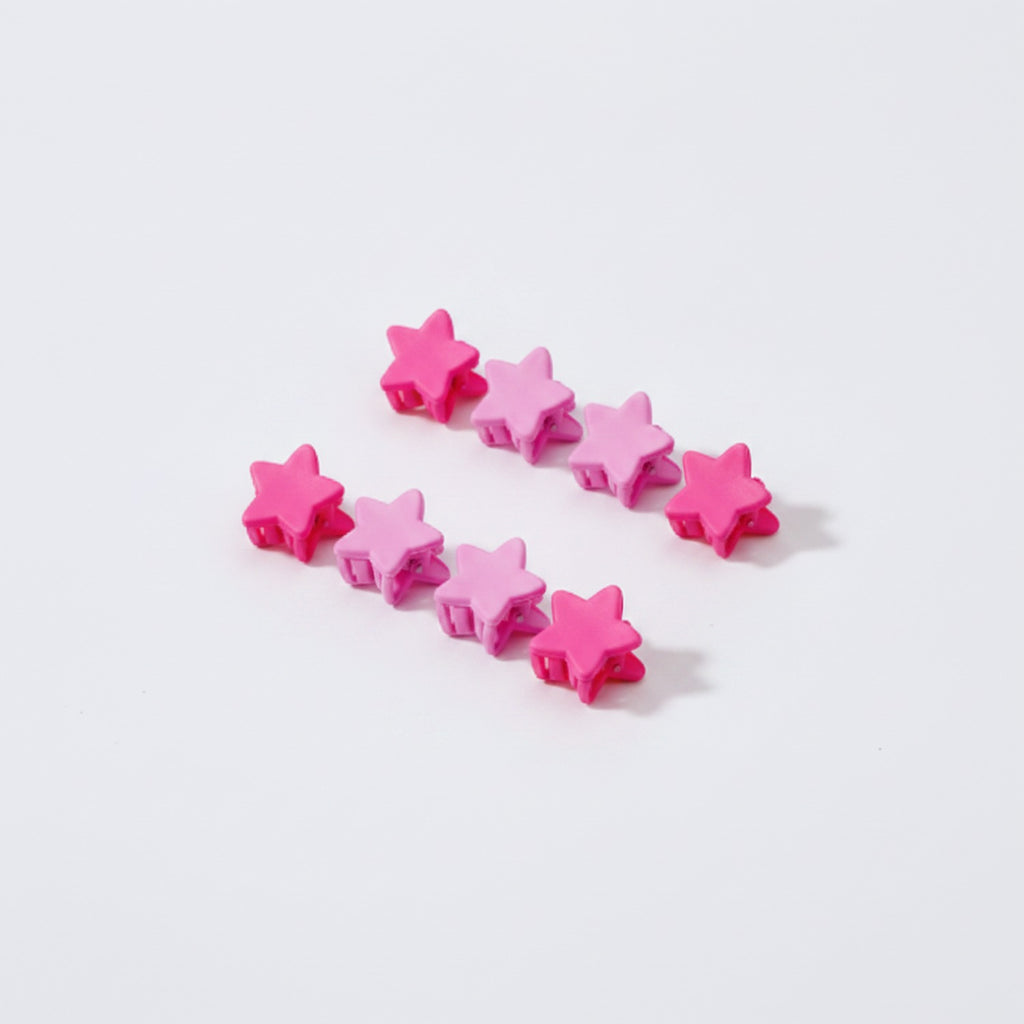 Flower Hair Clips Set - Barbie Pink Stars