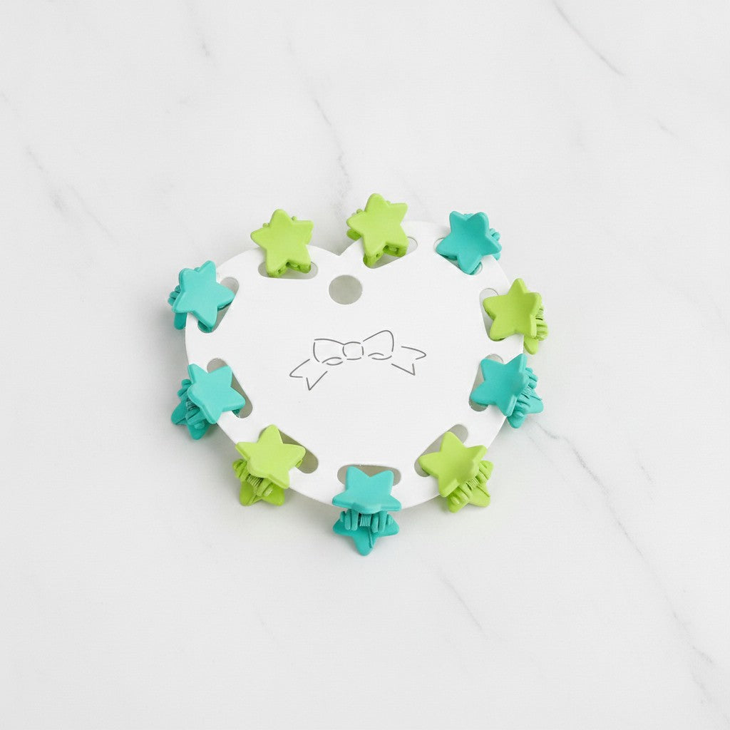 Flower Hair Clips Set - Green Stars – hair accessories (view 2)