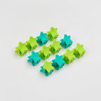 Flower Hair Clips Set - Green Stars