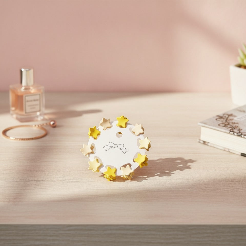 Flower Hair Clips Set - Yellow Stars – hair accessories (view 2)