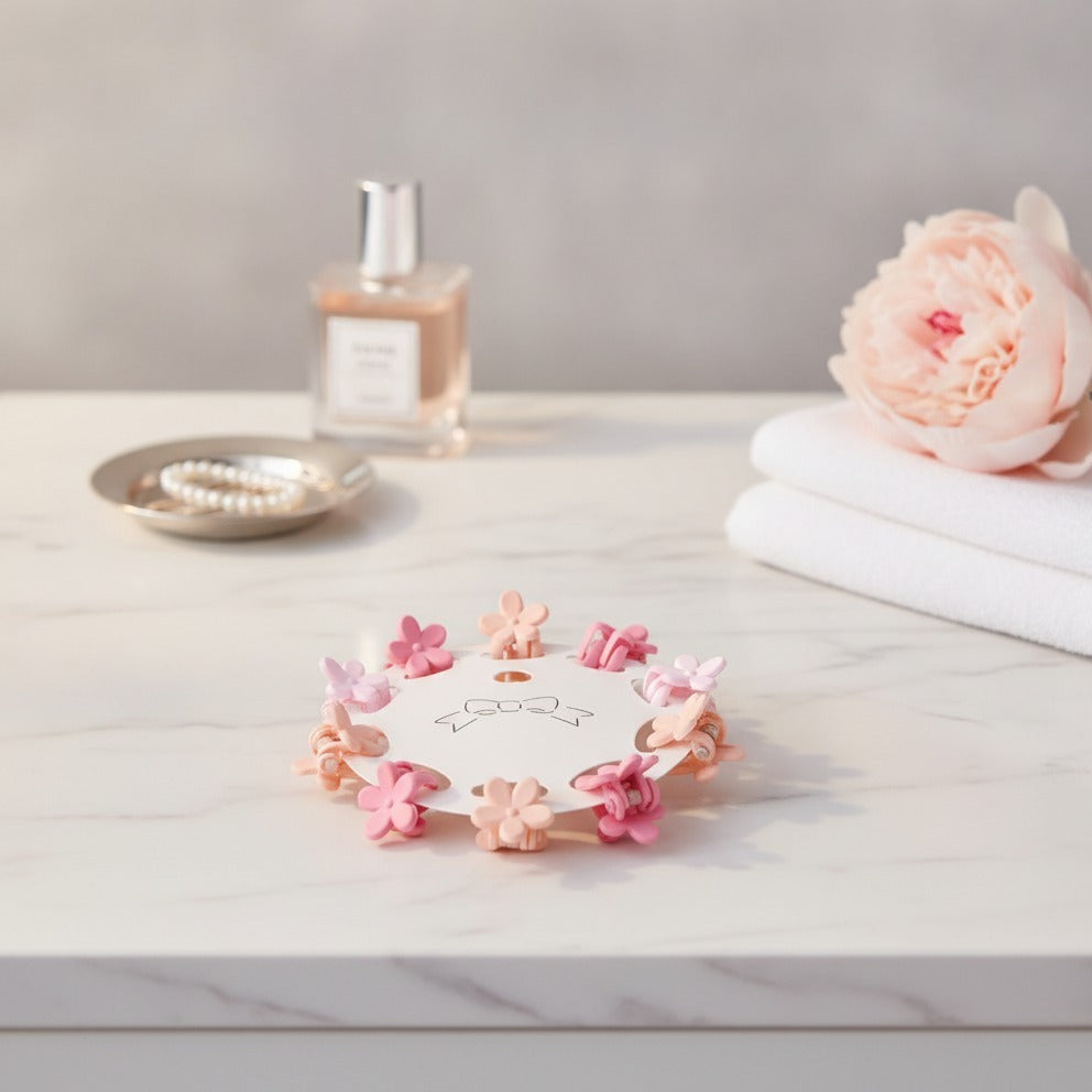 Flower Hair Clips Set - Pink Flowers – hair accessories (view 2)
