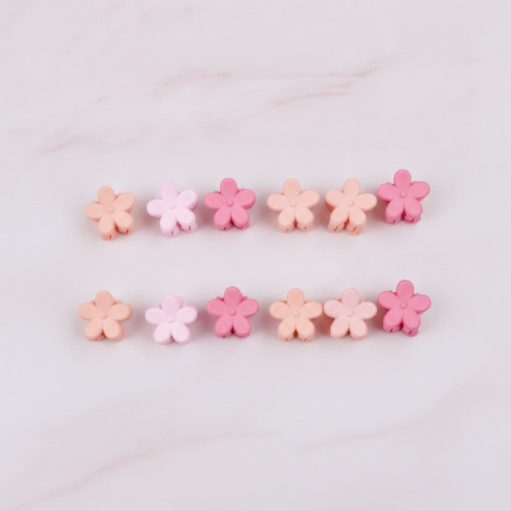 Flower Hair Clips Set - Pink Flowers