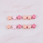 Flower Hair Clips Set - Pink Flowers