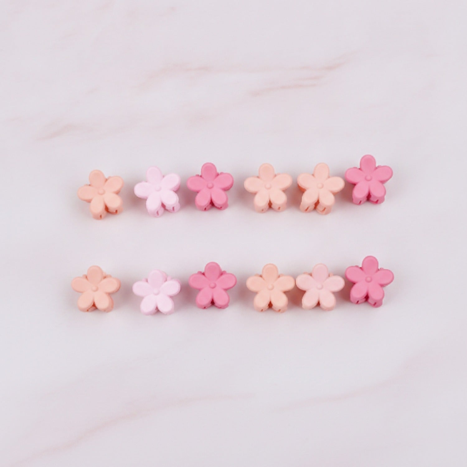 Flower Hair Clips Set - Pink Flowers