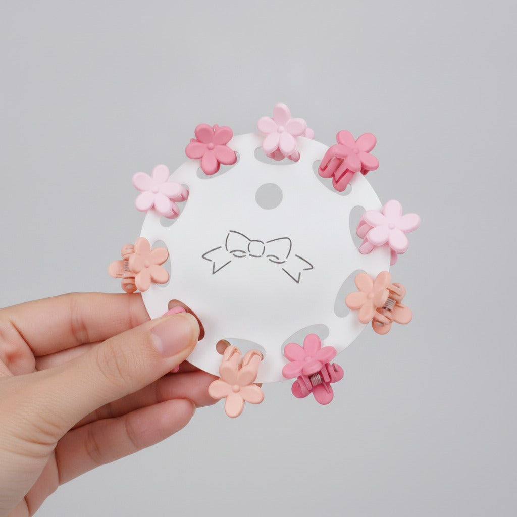 Flower Hair Clips Set - Pink Flowers – hair accessories (view 3)