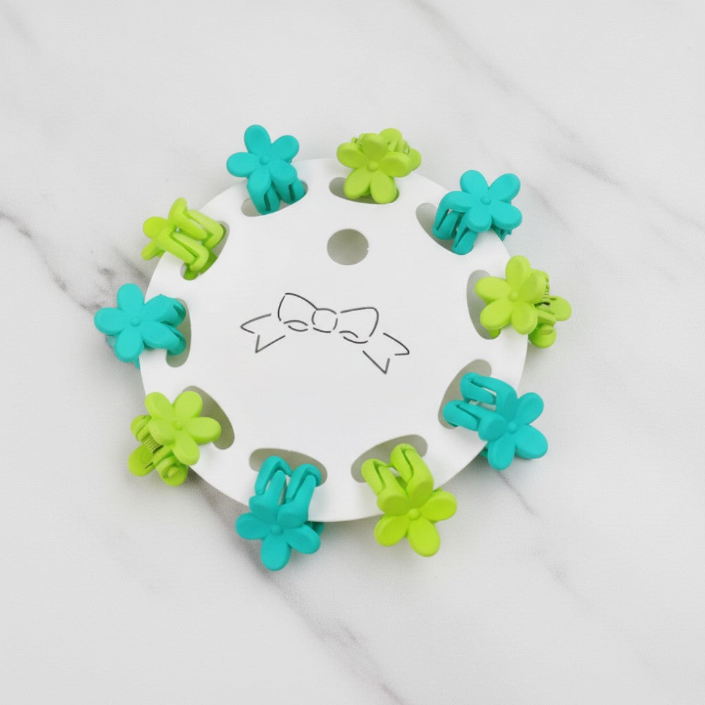 Flower Hair Clips Set - Green Flowers – hair accessories (view 2)