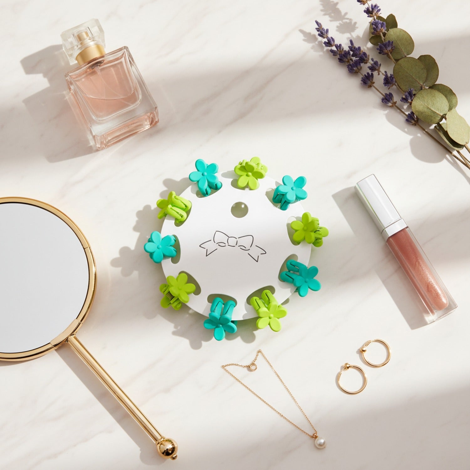 Flower Hair Clips Set - Green Flowers – hair accessories (view 3)