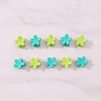 Flower Hair Clips Set - Green Flowers