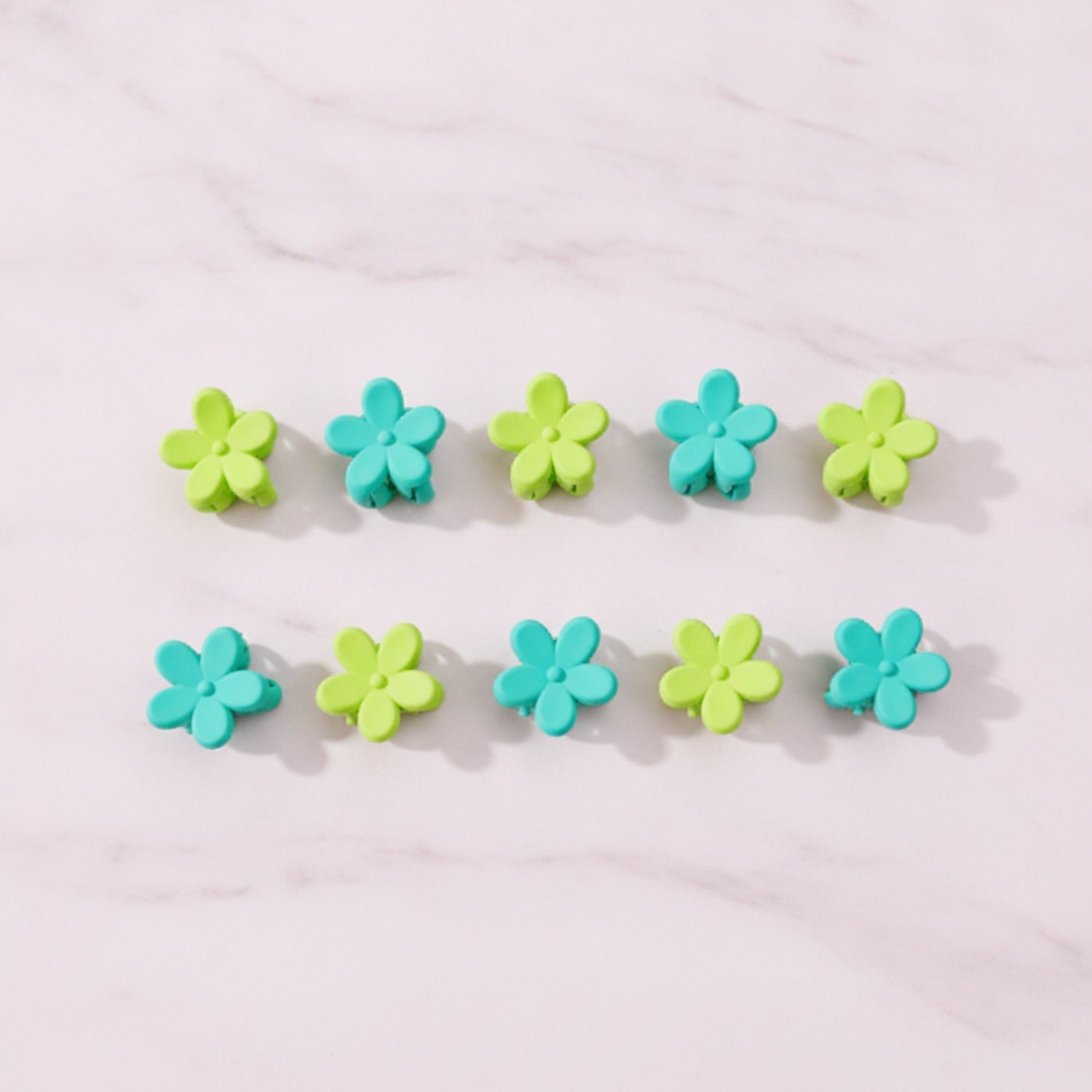 Flower Hair Clips Set - Green Flowers