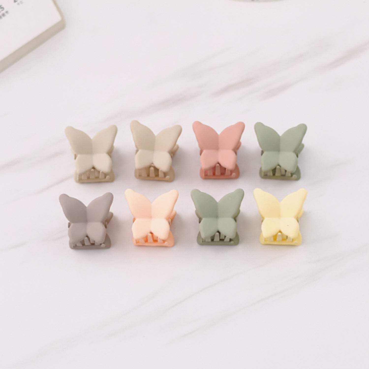 Flower Hair Clips Set - Tan Butterfly