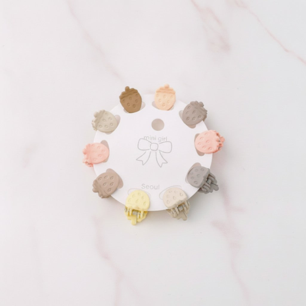 Flower Hair Clips Set - Tan Strawberry