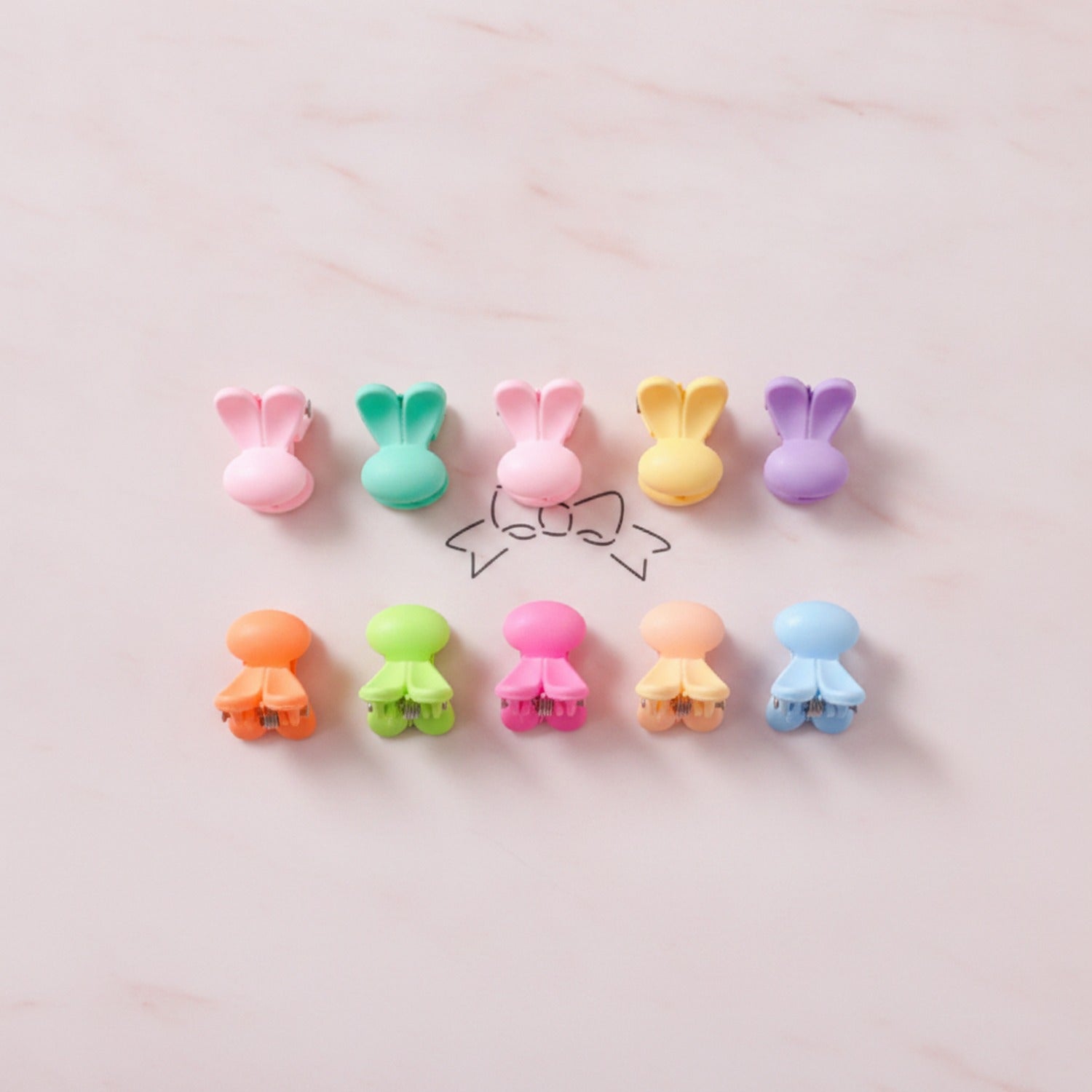 Flower Hair Clips Set - Bunnies