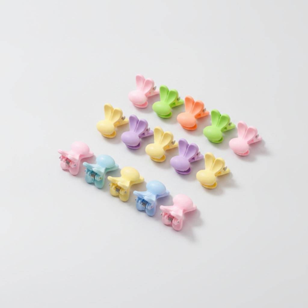 Flower Hair Clips Set - Bunnies