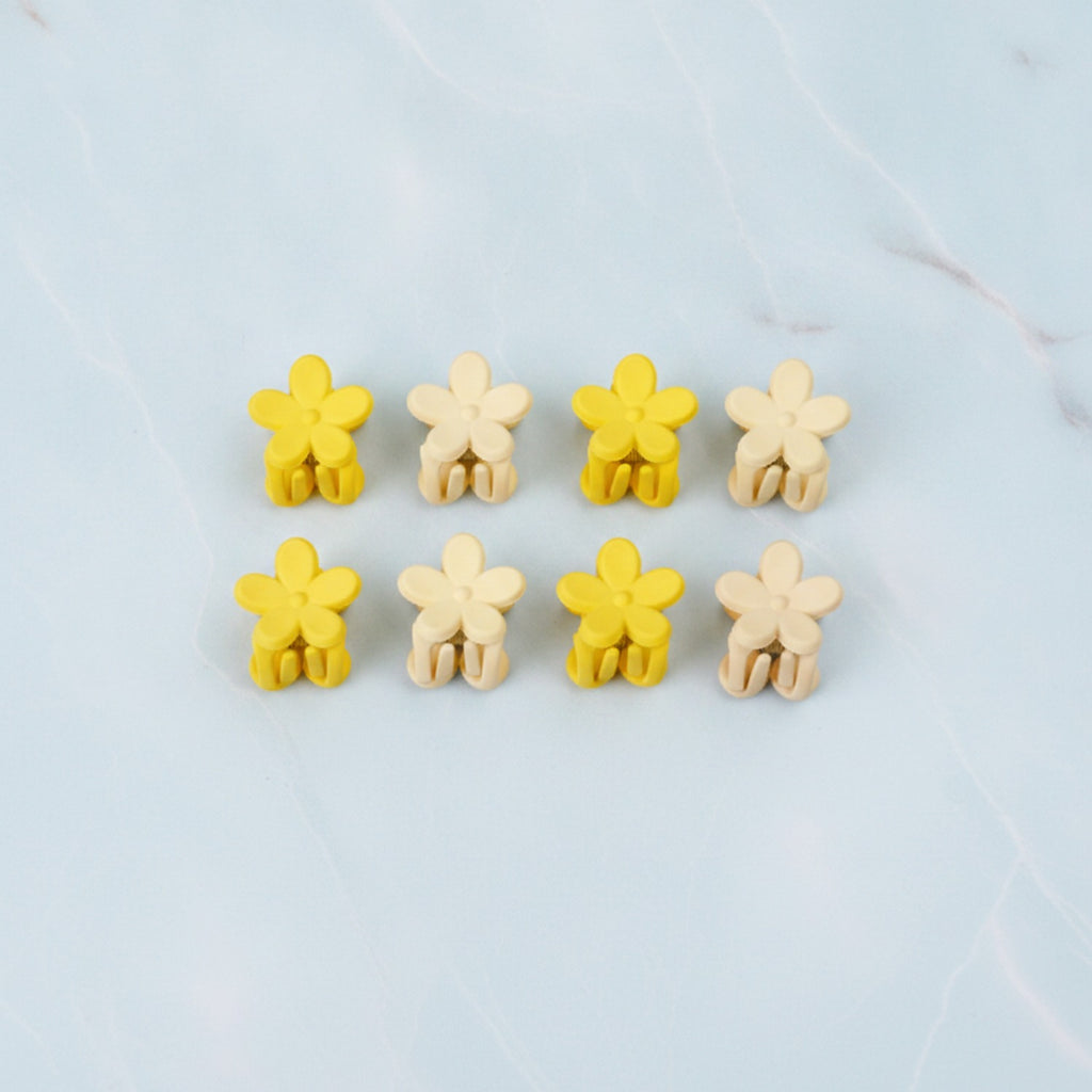 Flower Hair Clips Set - Yellow Flowers