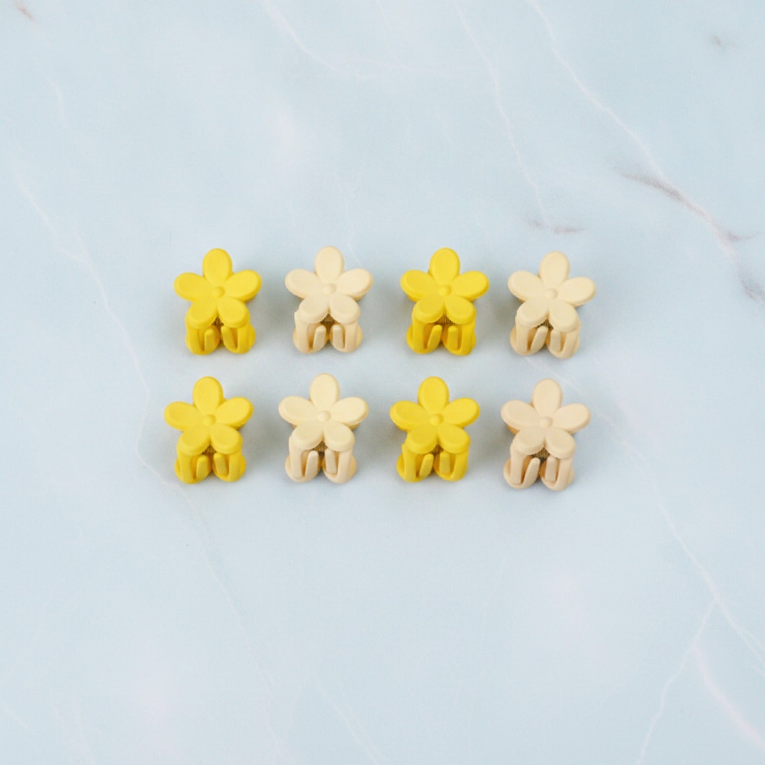 Flower Hair Clips Set - Yellow Flowers