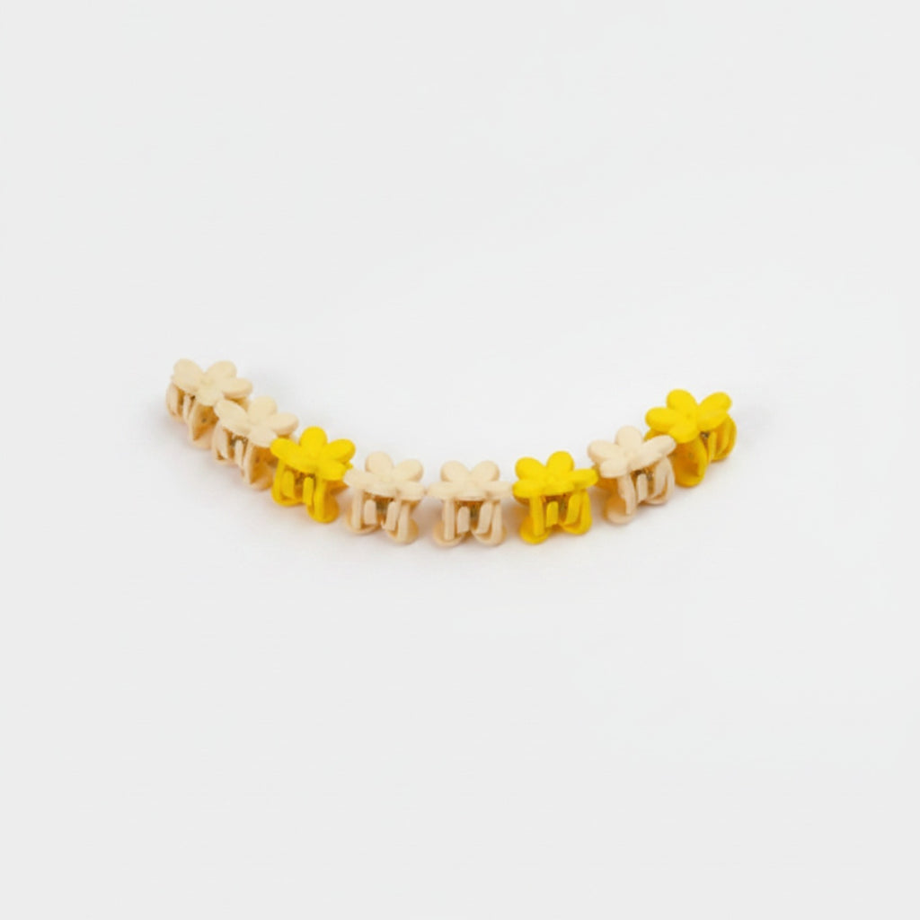 Flower Hair Clips Set - Yellow Flowers