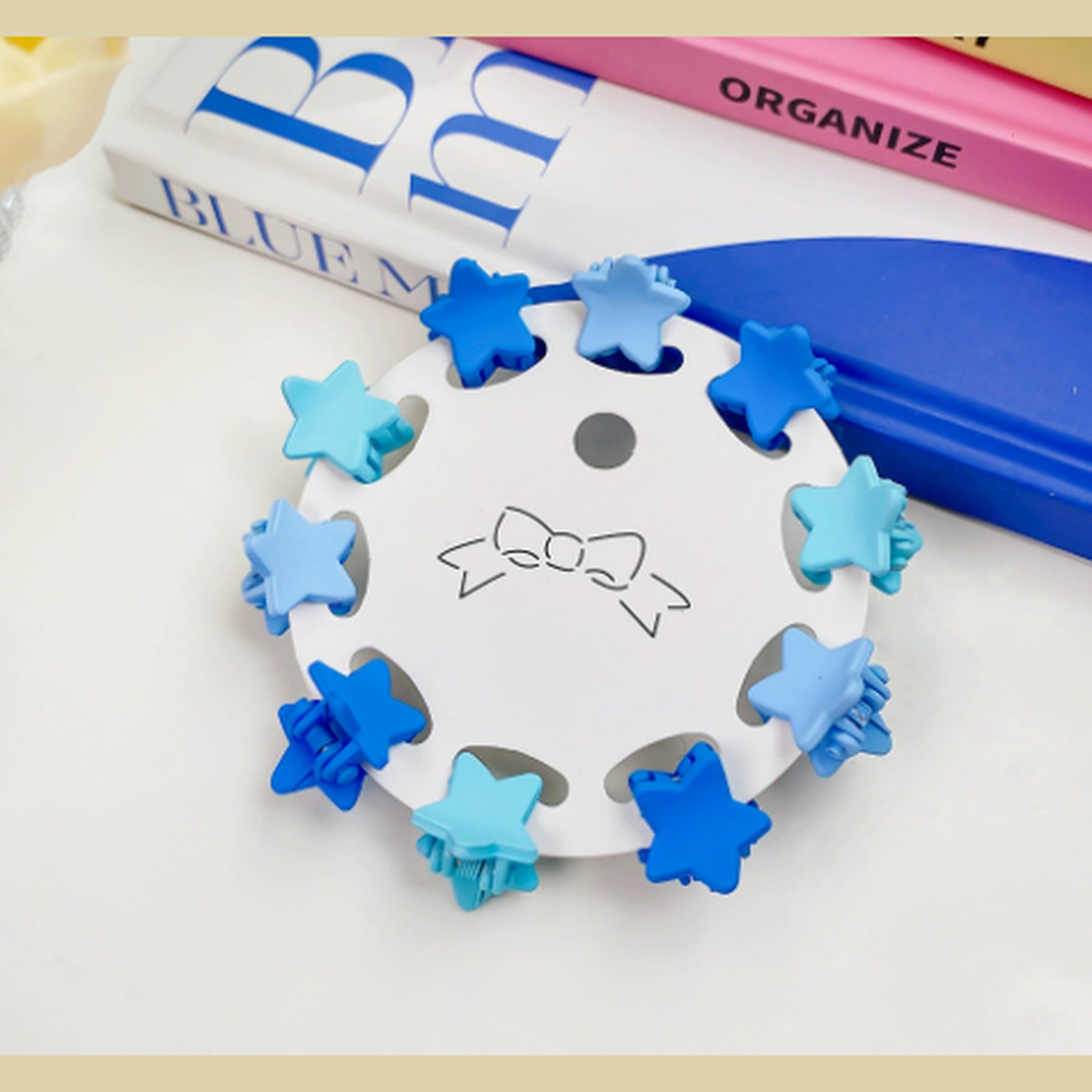 Flower Hair Clips Set - Blue Stars – hair accessories (view 1)