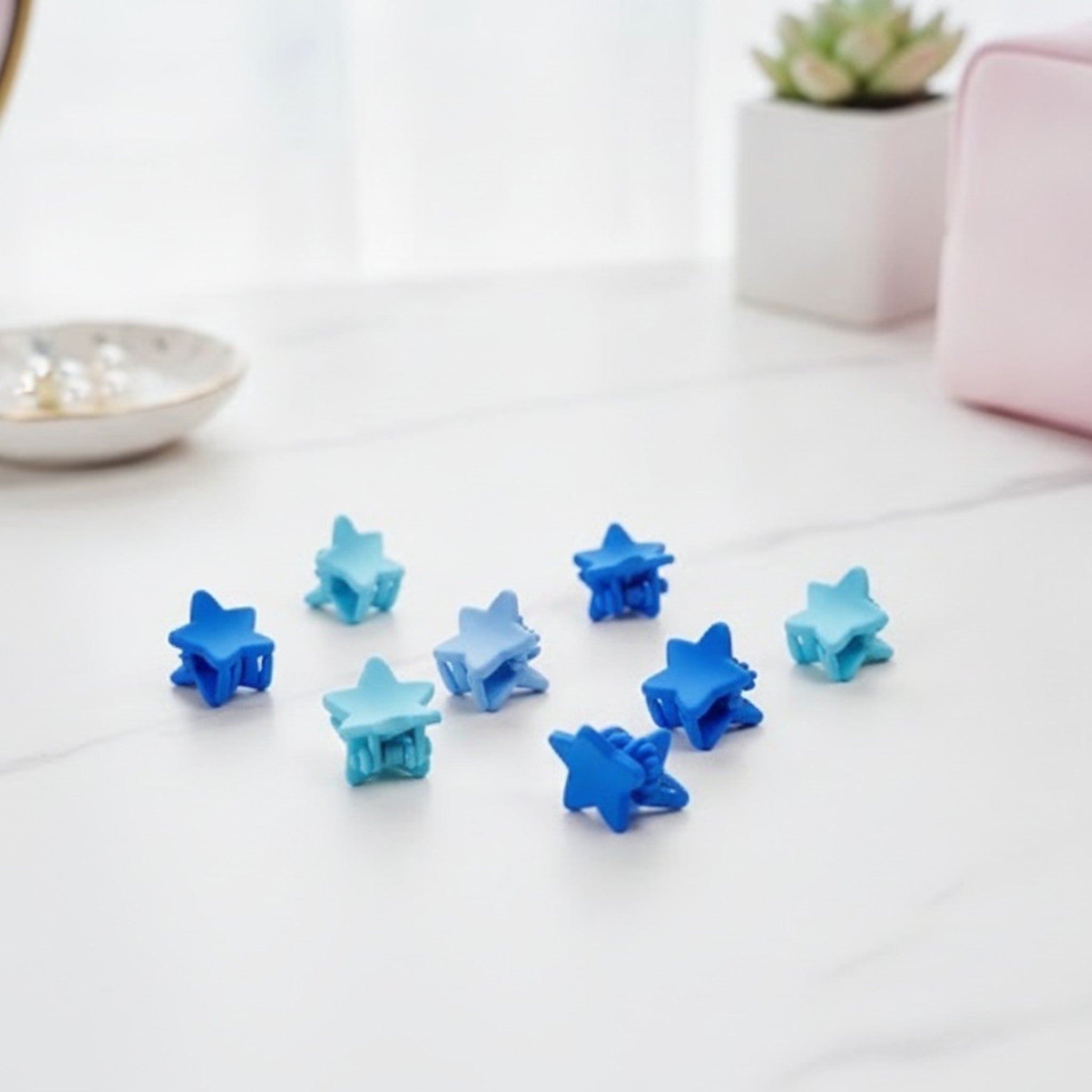 Flower Hair Clips Set - Blue Stars – hair accessories (view 2)