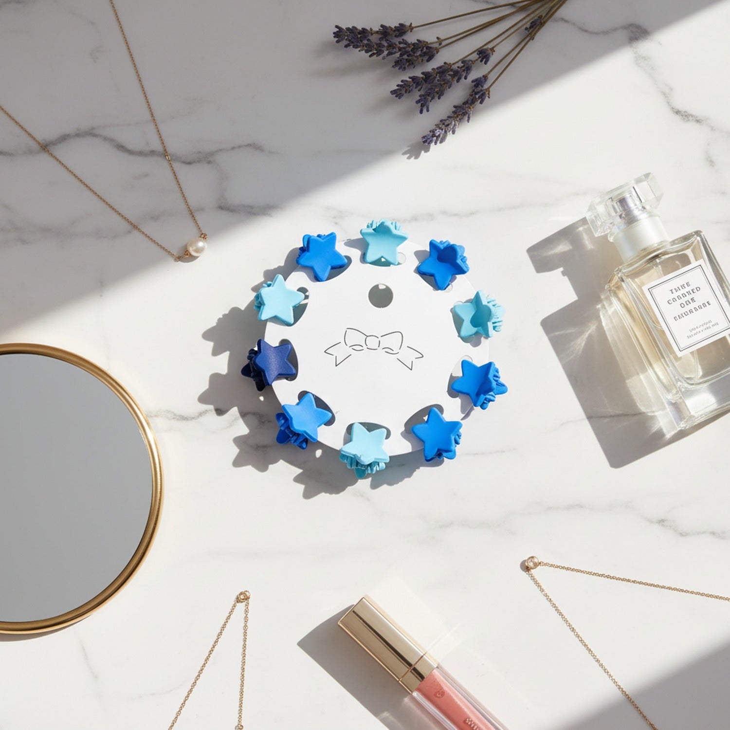 Flower Hair Clips Set - Blue Stars – hair accessories (view 3)