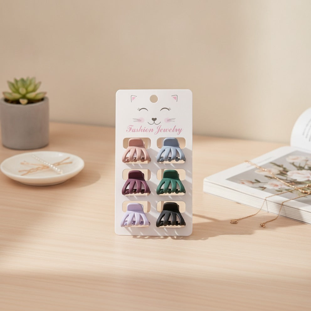 Mini Claw Clips Six-Pack Set - Charcoal – hair accessories (view 2)