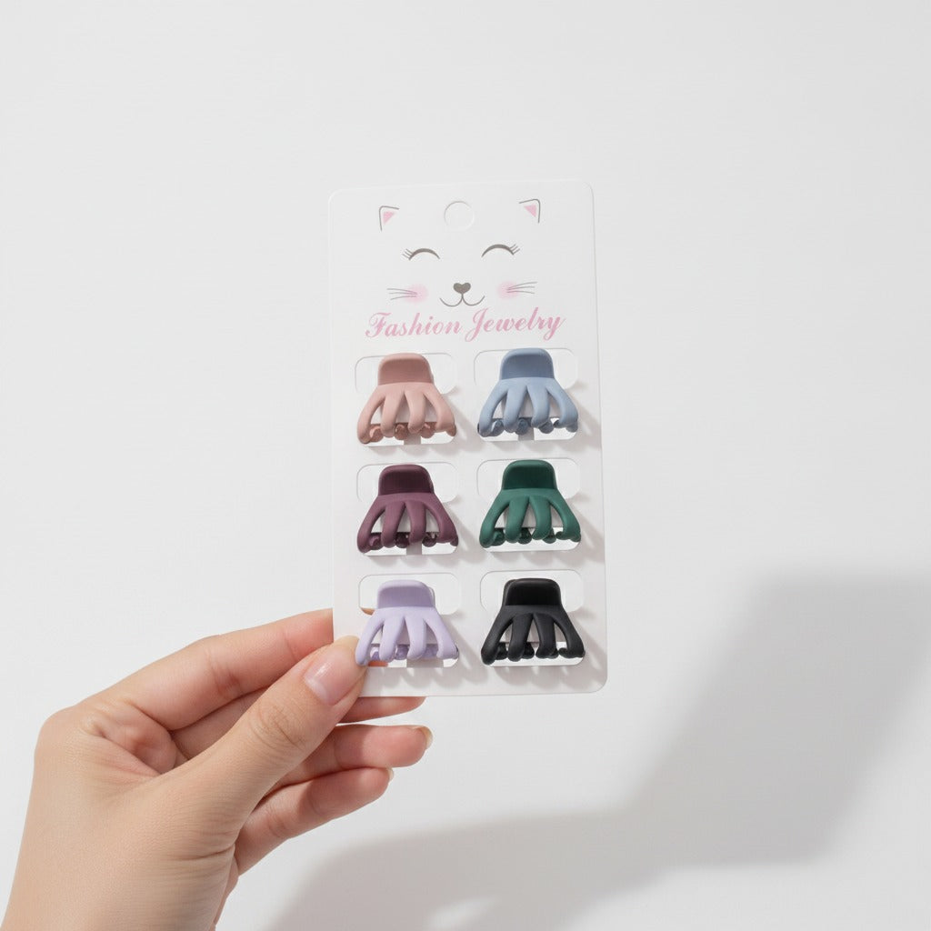 Mini Claw Clips Six-Pack Set - Charcoal – hair accessories (view 3)