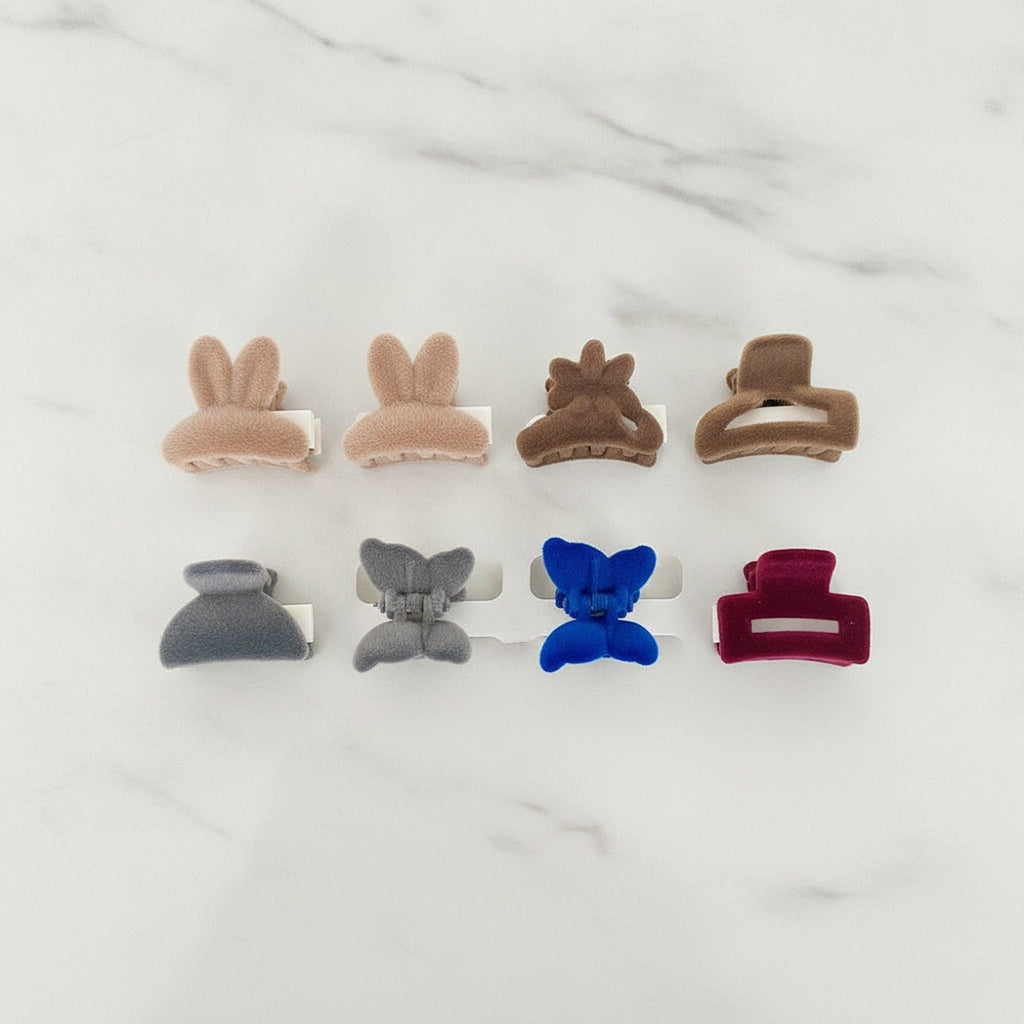Fuzzy Bear Claw Hair Clip Set - Dark Brown