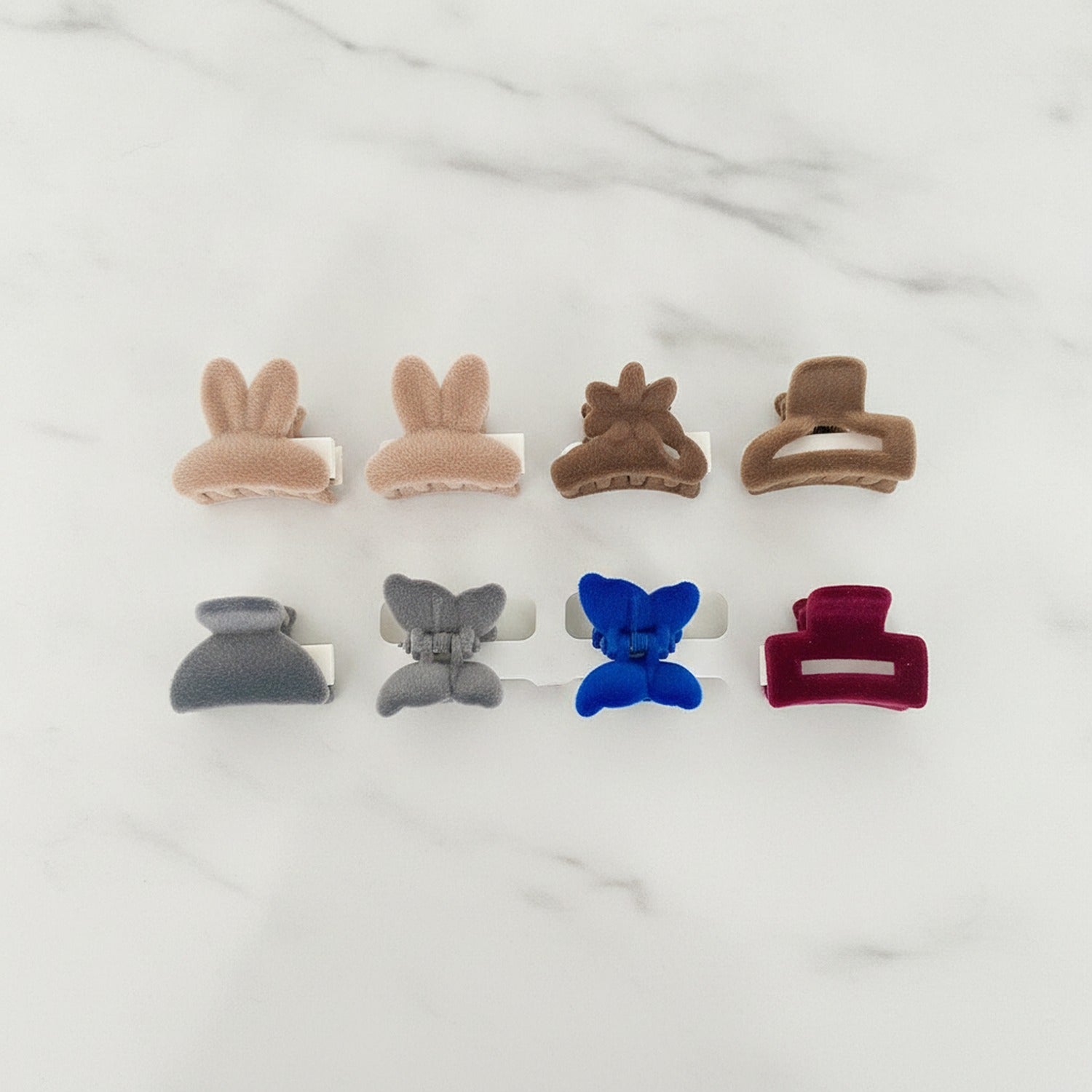 Fuzzy Bear Claw Hair Clip Set - Dark Brown