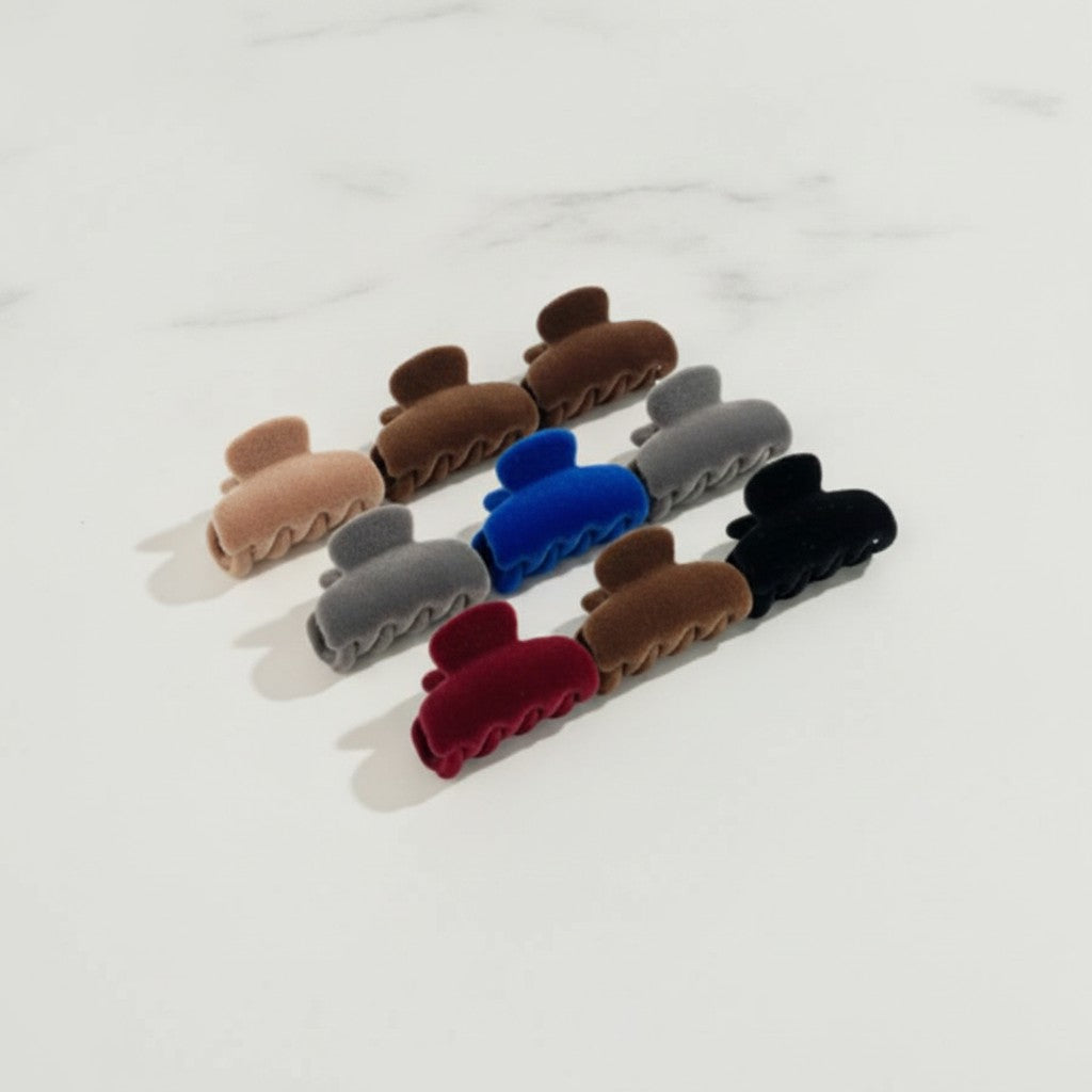 Fuzzy Bear Claw Hair Clip Set - Charcoal