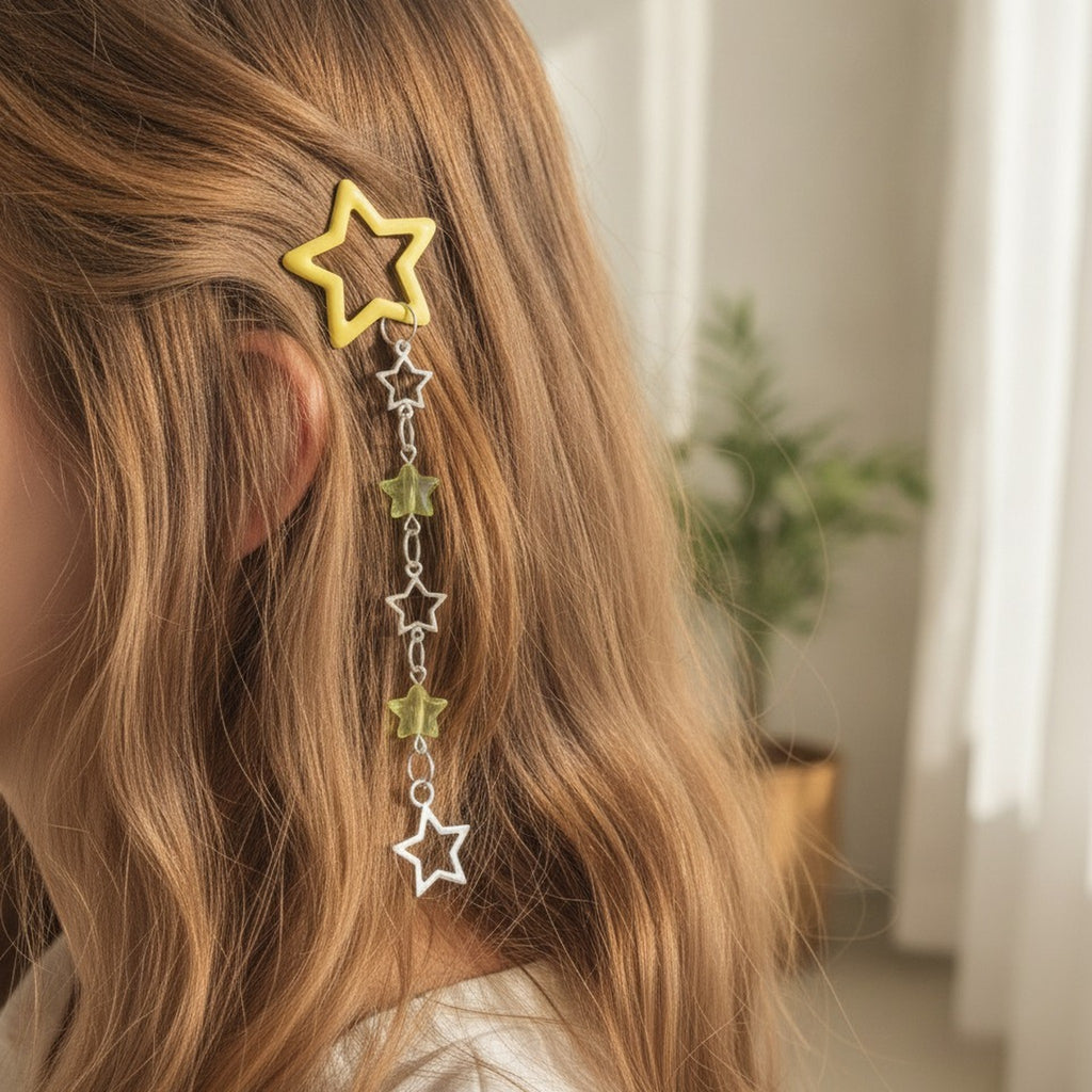 Y2K Star Chain Dangle Hair Clip – hair accessories (view 2)