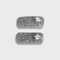 Sparkly Purple Glitter Hair Clips with White Flower Charm