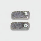 Sparkly Purple Glitter Hair Clips with White Flower Charm