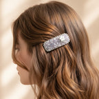 Sparkly Purple Glitter Hair Clips with White Flower Charm