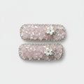Pink Iridescent Crystal Hair Clips With Flower Charms