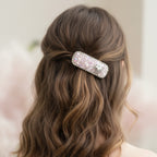 Pink Iridescent Crystal Hair Clips With Flower Charms