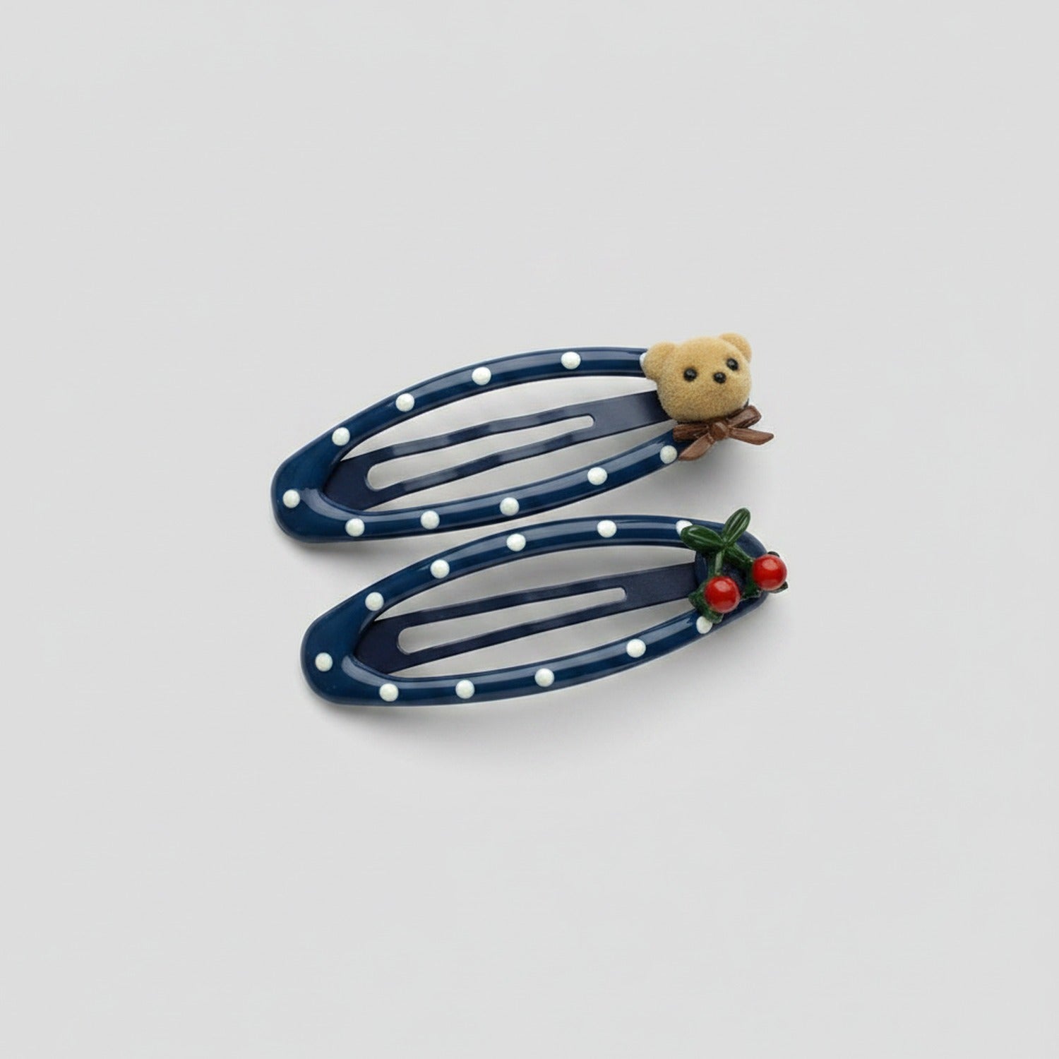 Navy Pearl Beaded Hair Clips Set With Charm Details