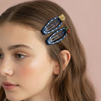 Navy Pearl Beaded Hair Clips Set With Charm Details – hair accessories (view 3)