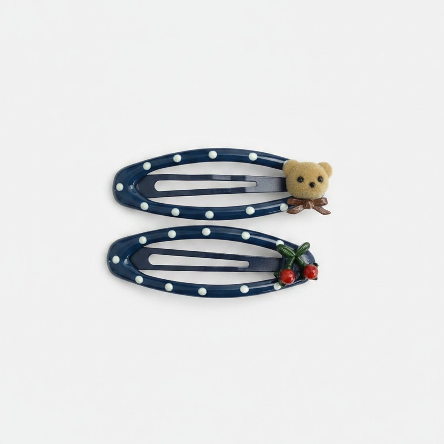 Navy Pearl Beaded Hair Clips Set With Charm Details
