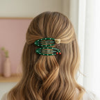 Green Polka Dot Hair Clips With Bear and Berries Charm