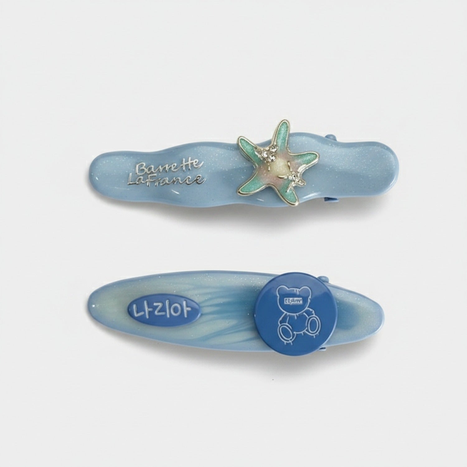 Blue Starfish Pearl Hair Clip Set
