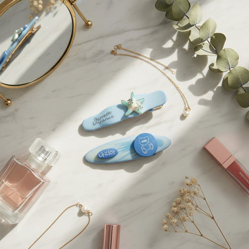 Blue Starfish Pearl Hair Clip Set