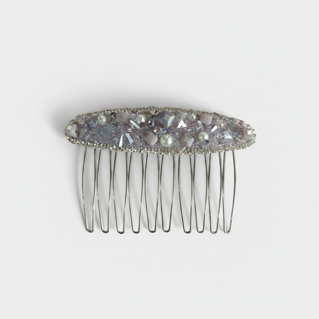 Rhinestone Pearl Beaded Hair Comb Clip